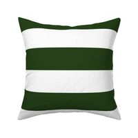 Forest Green and White Jumbo 3-inch Circus Big Top Horizontal Stripes