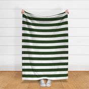 Forest Green and White Jumbo 3-inch Circus Big Top Horizontal Stripes