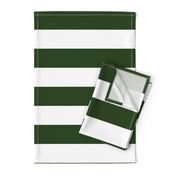 Forest Green and White Jumbo 3-inch Circus Big Top Horizontal Stripes