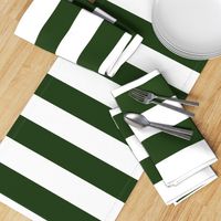 Forest Green and White Jumbo 3-inch Circus Big Top Horizontal Stripes