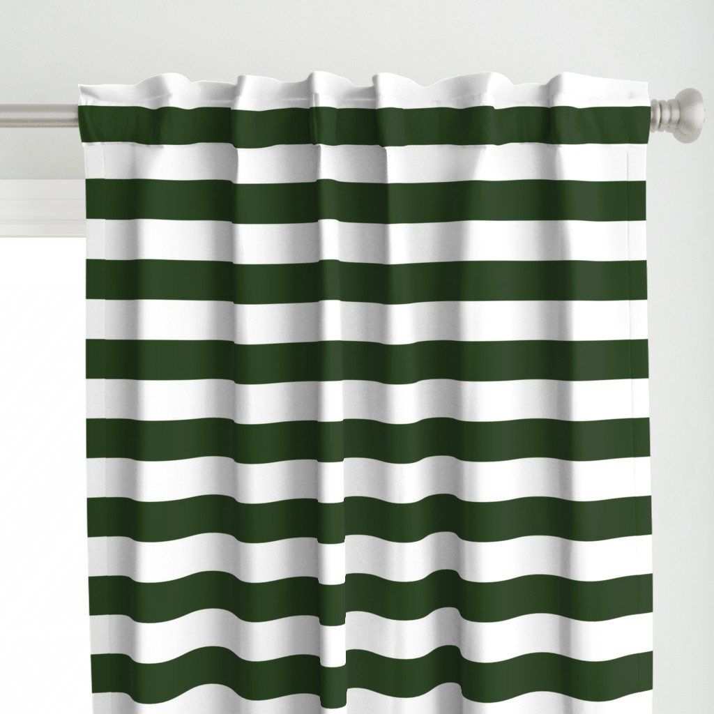 Forest Green and White Wide 2-inch Cabana Tent Horizontal Stripes