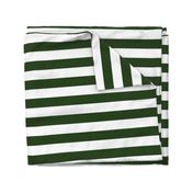 Forest Green and White Wide 2-inch Cabana Tent Horizontal Stripes