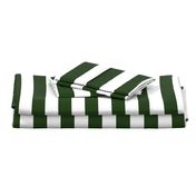 Forest Green and White Wide 2-inch Cabana Tent Horizontal Stripes