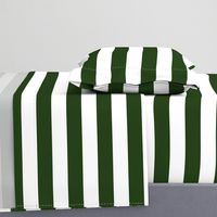 Forest Green and White Wide 2-inch Cabana Tent Horizontal Stripes