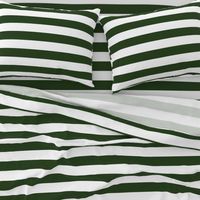 Forest Green and White Wide 2-inch Cabana Tent Horizontal Stripes