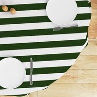 Forest Green and White Wide 2-inch Cabana Tent Horizontal Stripes