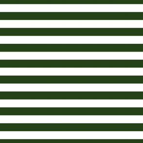 Forest Green and White Big 1-inch Beach Hut Horizontal Stripes