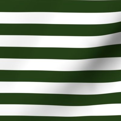 Forest Green and White ¾ inch Deck Chair Horizontal Stripes