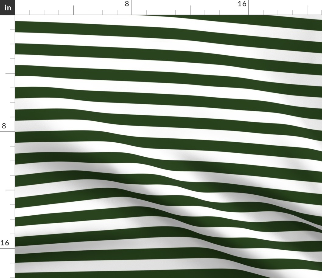 Forest Green and White ¾ inch Deck Chair Horizontal Stripes