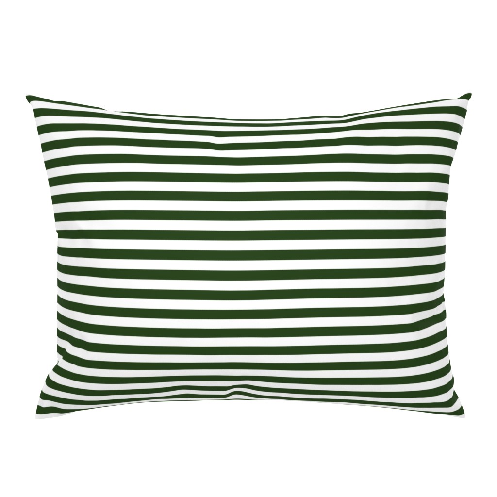 Forest Green and White ½ inch Picnic Horizontal Stripes