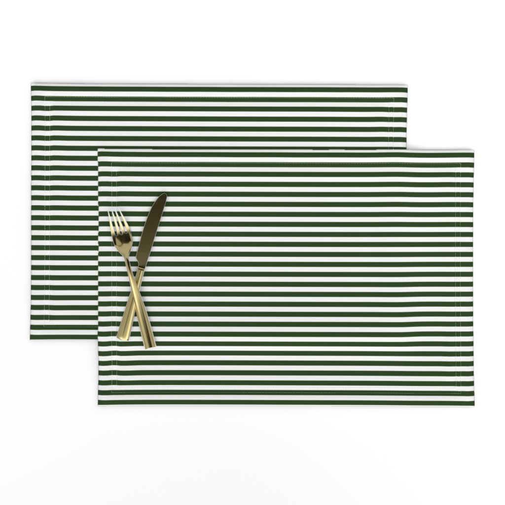 Forest Green and White ¼ inch Sailor Horizontal Stripes