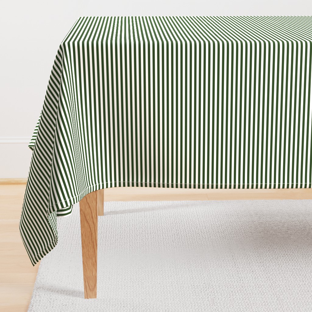 Forest Green and White ¼ inch Sailor Horizontal Stripes