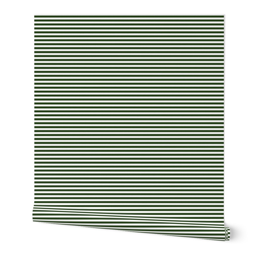Forest Green and White ¼ inch Sailor Horizontal Stripes