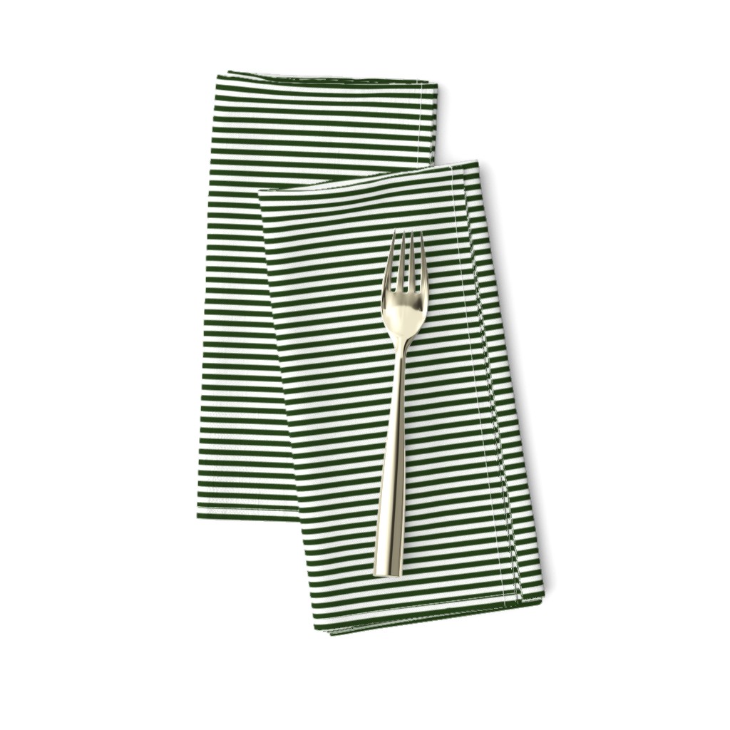 Forest Green and White 1/8-inch Thin Pencil Horizontal Stripes
