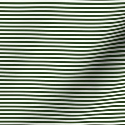 Forest Green and White 1/8-inch Thin Pencil Horizontal Stripes