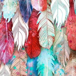 Rustic Feathers Painted