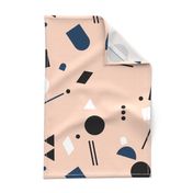 Geometric elements minimal trend design  spring summer abstract for swim peach white pastel JUMBO