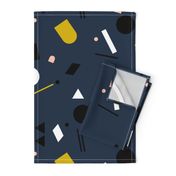 Geometric elements minimal trend design  spring summer abstract for swim navy blue yellow peach JUMBO