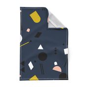 Geometric elements minimal trend design  spring summer abstract for swim navy blue yellow peach JUMBO