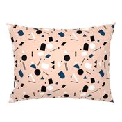 Geometric elements minimal trend design  spring summer abstract for swim peach white pastel