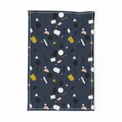 Geometric elements minimal trend design  spring summer abstract for swim navy blue yellow peach