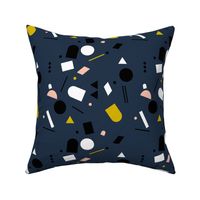 Geometric elements minimal trend design  spring summer abstract for swim navy blue yellow peach