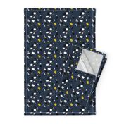 Geometric elements minimal trend design  spring summer abstract for swim navy blue yellow peach SMALL