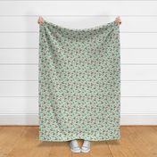 Little fox woodland summer forest and lush green leaves baby nursery design mint boys