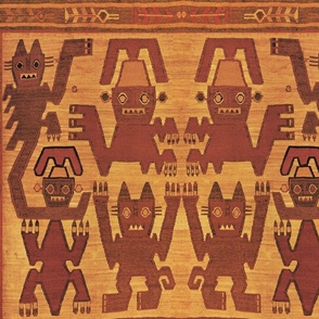 Inca Tribal Gatos  - Rust Tan Brown - Design 8683446