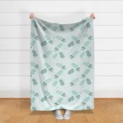 Cute little Sloths and palm leaves summer jungle pura vida irregular illustration design mint boys JUMBO