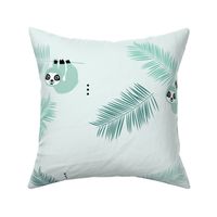 Cute little Sloths and palm leaves summer jungle pura vida irregular illustration design mint boys JUMBO