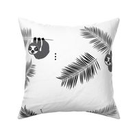 Cute little Sloths and palm leaves summer jungle pura vida irregular illustration design gender neutral gray JUMBO