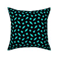 Amorphous Polka Blobs in  Aqua on Black