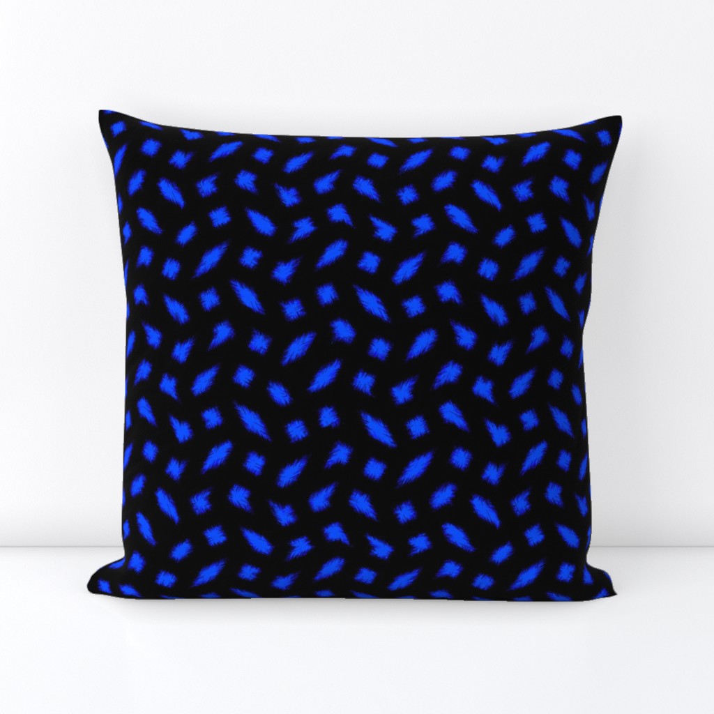 Large  - Wonky Polka Blobs - Bright Blue on Black