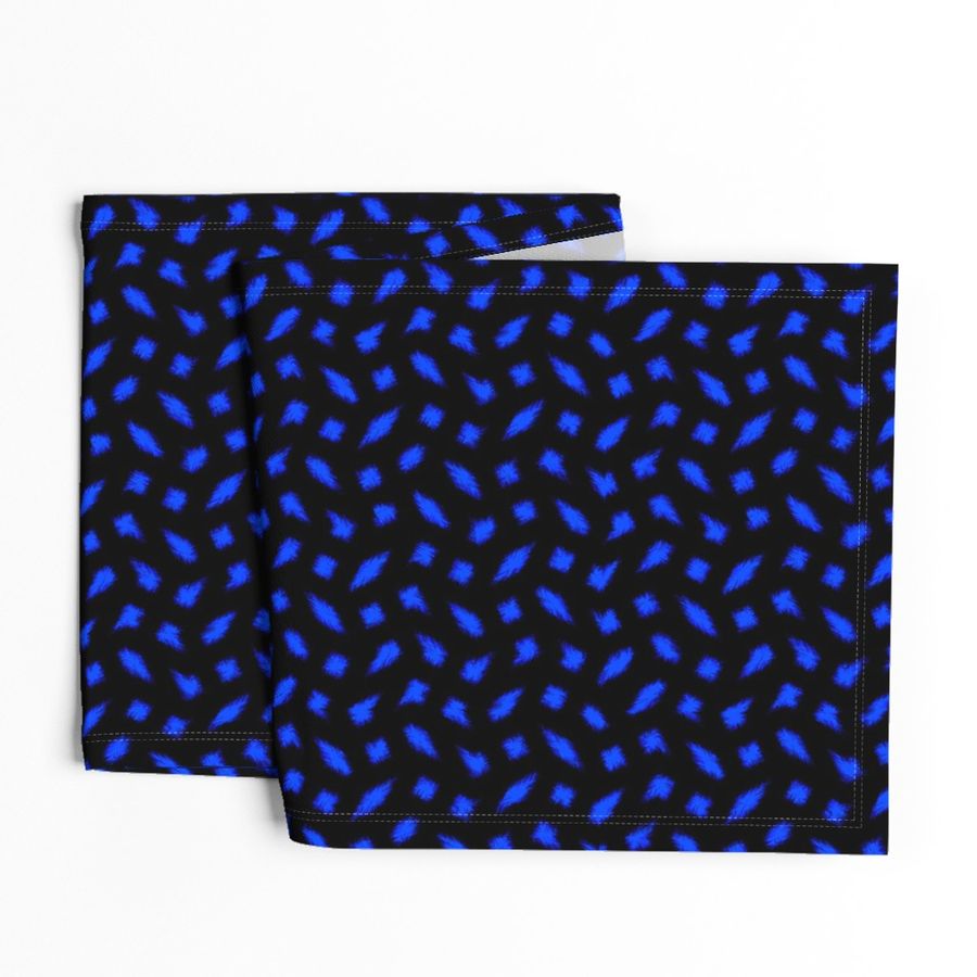 Large  - Wonky Polka Blobs - Bright Blue on Black