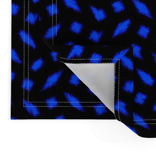 Large  - Wonky Polka Blobs - Bright Blue on Black