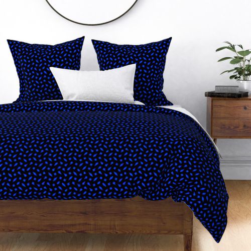 Large  - Wonky Polka Blobs - Bright Blue on Black