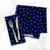 Large  - Wonky Polka Blobs - Bright Blue on Black