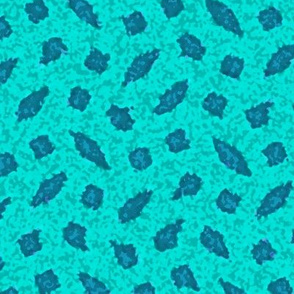 Large  - Wonky Polka Blobs - Turquoise Abstract Leaf Texture