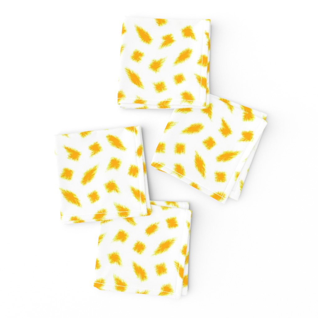 Wonky Fringed Polka Blobs - Gold on White