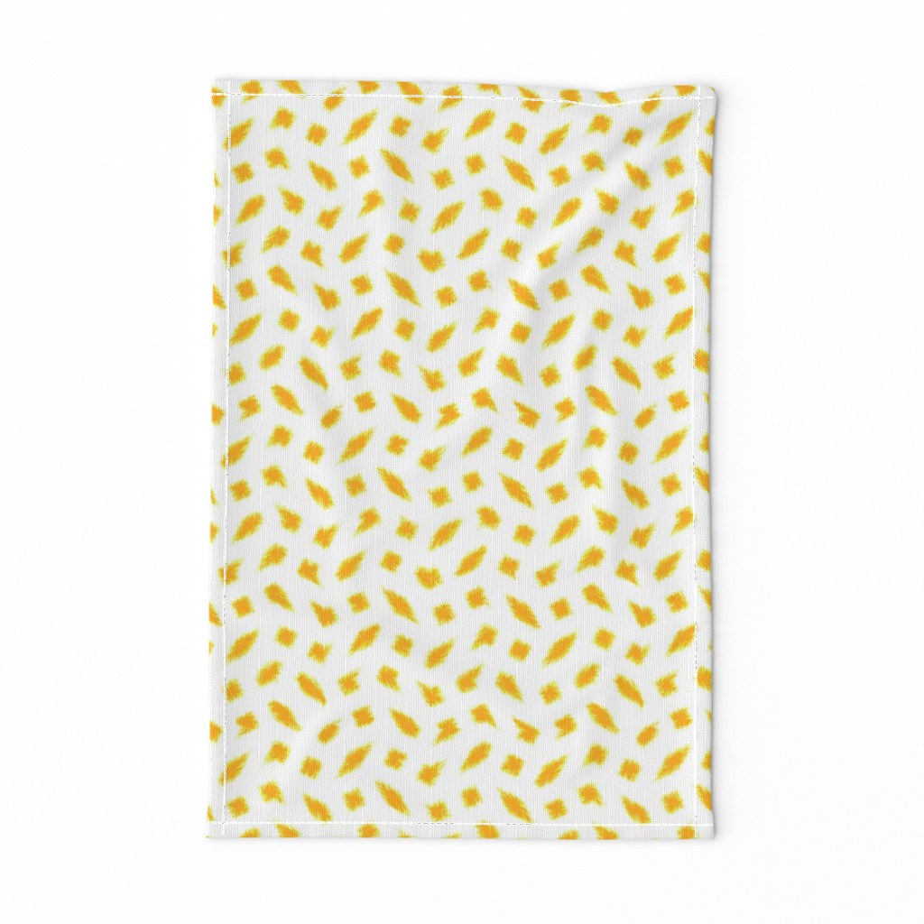 Wonky Fringed Polka Blobs - Gold on White