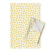 Wonky Fringed Polka Blobs - Gold on White