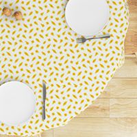 Wonky Fringed Polka Blobs - Gold on White