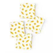 Wonky Fringed Polka Blobs - Gold on White