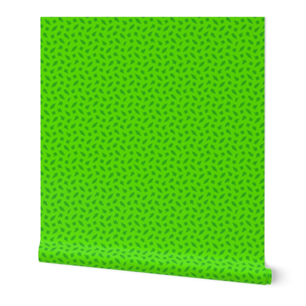 Wonky Fringed Polka Blobs  in Green on Green 