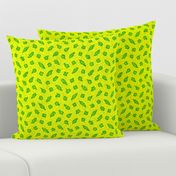 Wonky Leafy Polka Blobs - green on yellow texture