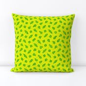 Wonky Leafy Polka Blobs - green on yellow texture