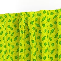 Wonky Leafy Polka Blobs - green on yellow texture