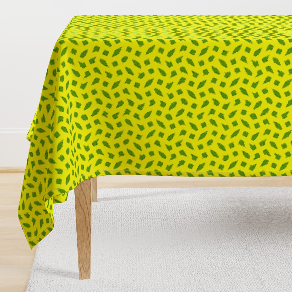 Large - Wonky Polka Blobs in Limey Olive Green on Yellow