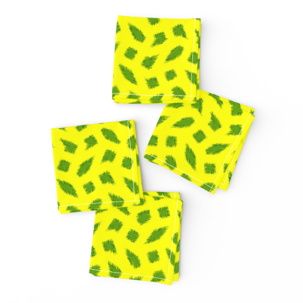 Large - Wonky Polka Blobs in Limey Olive Green on Yellow